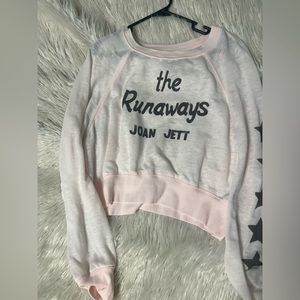 Recycled Karma - The Runaways Joan Jett cropped sweatshirt.